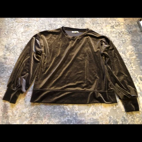 🖤 Madewell Velvet Velour Long Sleeve Balloon Sweatshirt - Picture 3 of 7